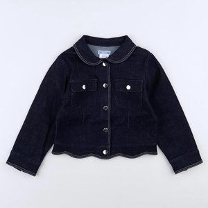 Jacadi Girls Jean Jacket Scalloped Edge / Size 8 Dark Denim
